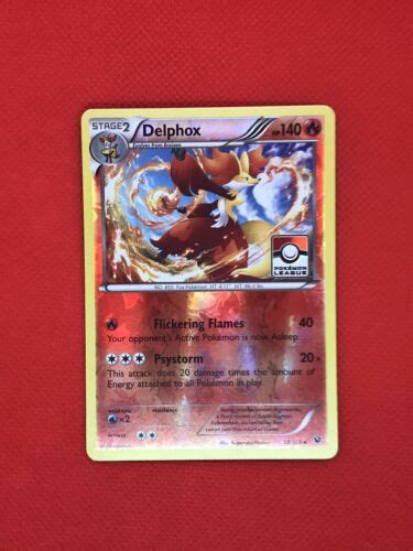 Pokemon League Promo Delphox 13 124 XY Fates Collide Reverse Holo Rare