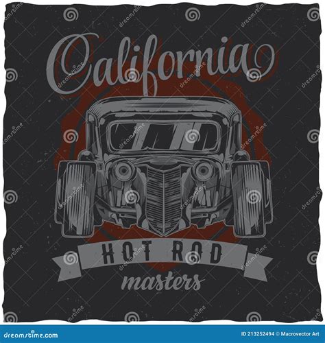 Desenho Do R Tulo Da Camisa De Vintage Hot Rod Ilustra O Da Velocidade Personalizada Do