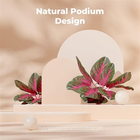 Premium PSD 3d Render Template White And Peach Podium In Square With