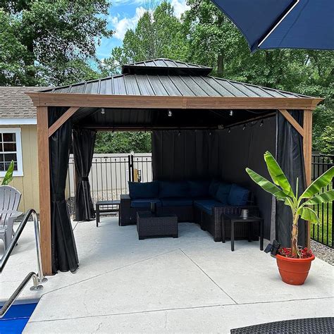 Purple Leaf 12x12 Ft Hardtop Gazebo With Galvanized Steel Roof And