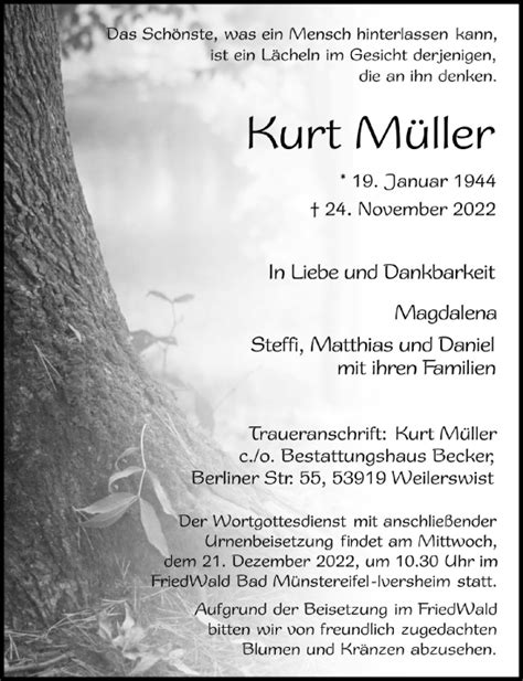 Traueranzeigen von Kurt Müller WirTrauern