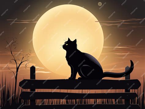 Premium AI Image | Black Cat and Full Moon Clipart