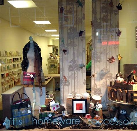 Our Autumn Window Display Lots Of Leaves Bark Logs Harris Tweed