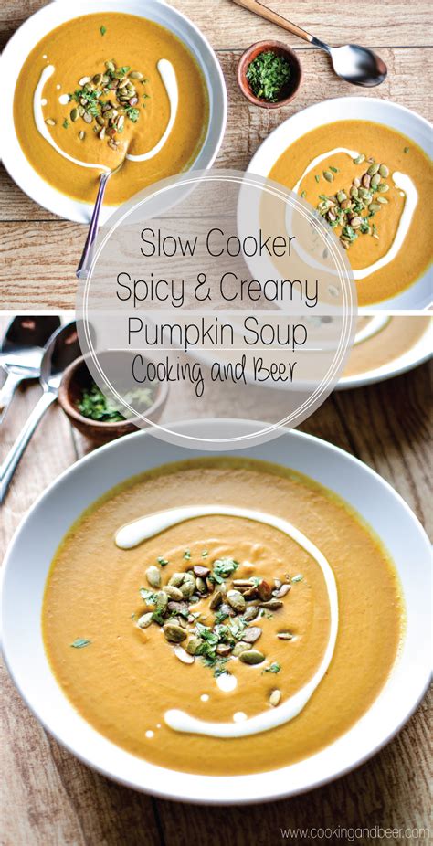 Slow Cooker Spicy And Creamy Pumpkin Soup Recipe Creamy Pumpkin Soup Pumpkin Soup Recipes