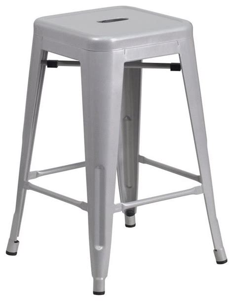 Bowery Hill 24 Industrial Steel Metal Backless Counter Stool In