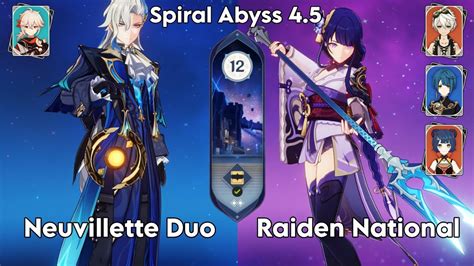 F2P C0 Neuvillette Duo C0 Raiden National Spiral Abyss 4 5 Floor 12