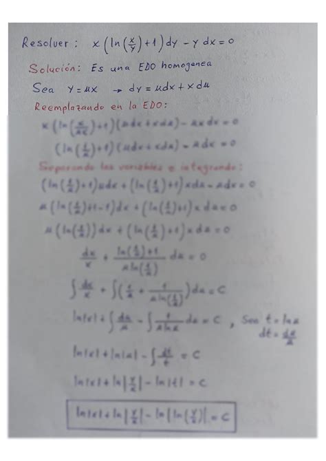 Solution Ecuaci N Diferencial Homogenea Studypool