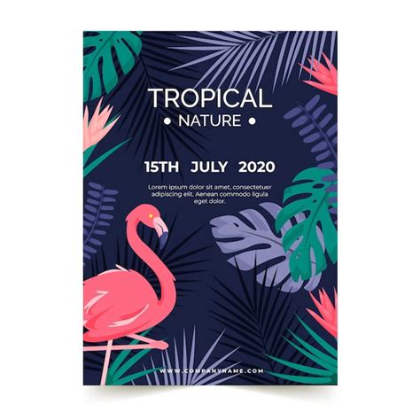 Cartel De Fiesta Tropical Con Flamenco Vector Gratis