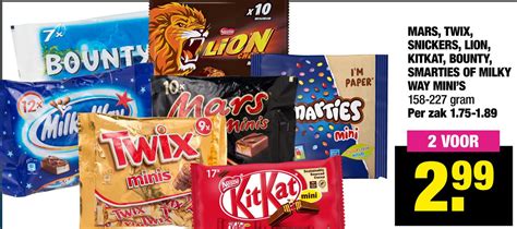 MARS TWIX SNICKERS LION KITKAT BOUNTY SMARTIES OF MILKY WAY MINI