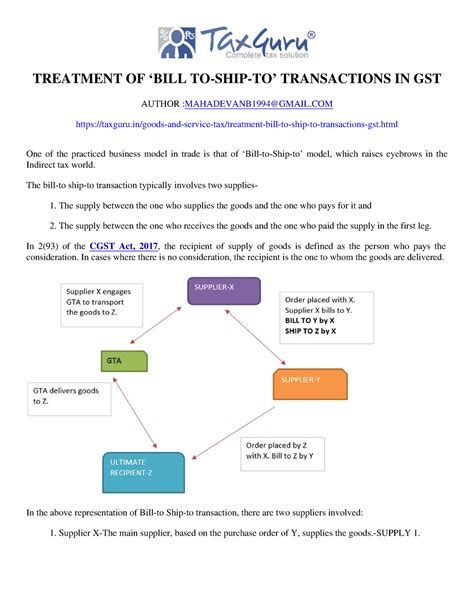 Treatment Of Bill To Ship To Transactions In GST Taxguru TREATMENT