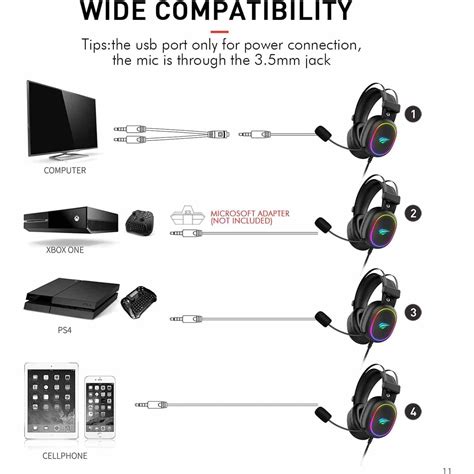 HAVIT H2016D RGB Wired Gaming Headset with Stereo Surround Sound and HD ...