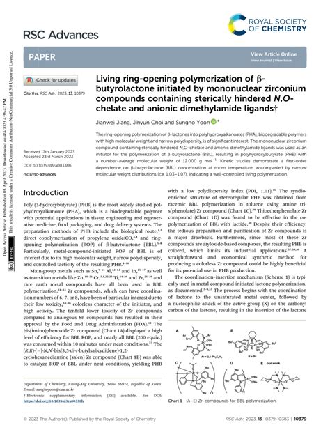 PDF Living ring opening polymerization of β butyrolactone initiated