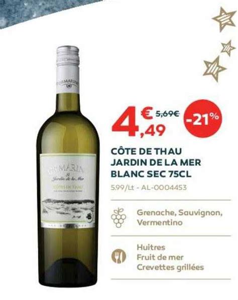 Offre C Te De Thau Jardin De La Mer Blanc Sec Cl Chez Cabesto