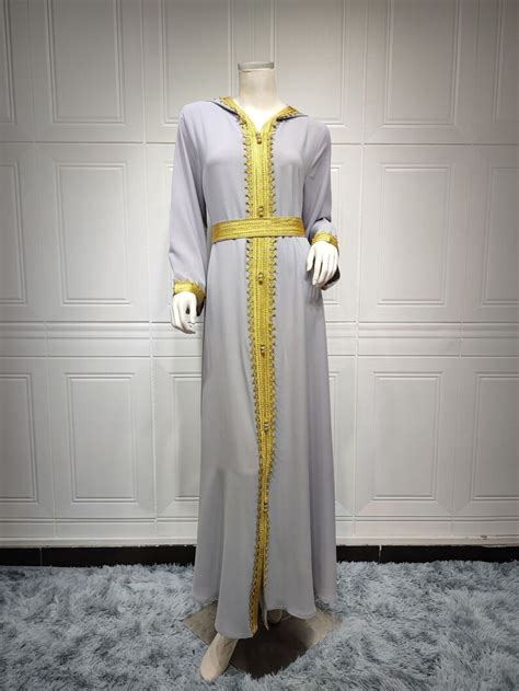 Royal Moroccan Dubai Kaftan Abaya Maxi Hood Jubah Zari Etsy