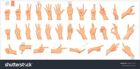 Set Realistic Human Hands Signs Gestures Stock Vector Royalty Free