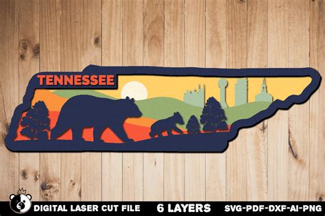 Tennessee SVG 3D Layered Laser Cut File Gráfico por PinoCut Creative