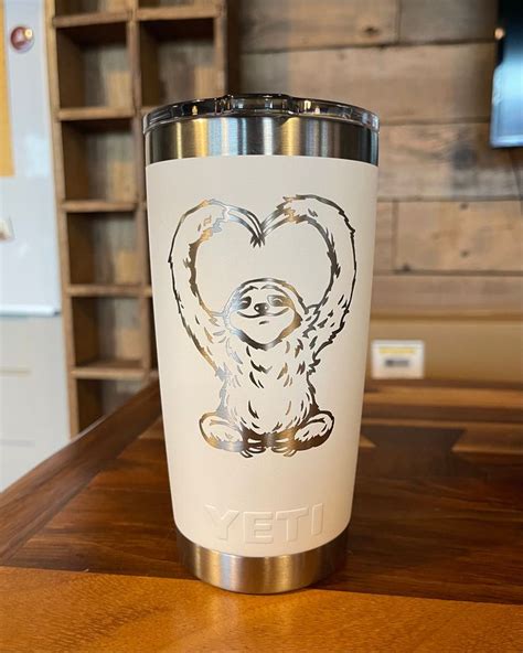 Yeti Laser Engraved Authentic Tumbler Sloth Love Etsy Engraved Yeti Tumbler Engraved Yeti