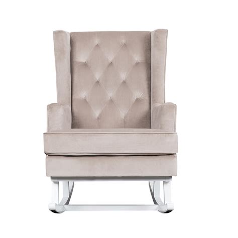 Convertible Nursing Rocking Chair Mink Grey White Legs Atelier Yuwa