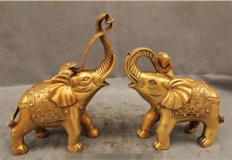 China Feng Shui Brass Wealth Elephant Yuan Bao Ru Yi Auspicious