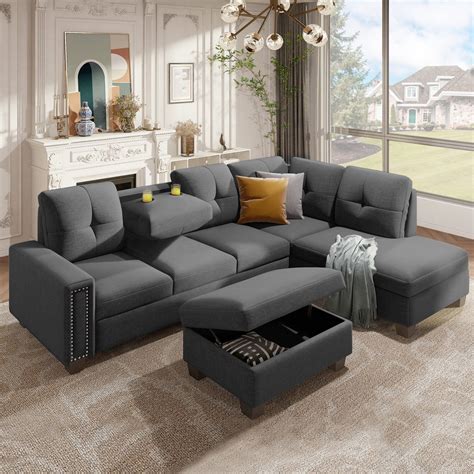 108" Large Modular Sectional Sofa, Modern Convertible L-Shape Couch ...