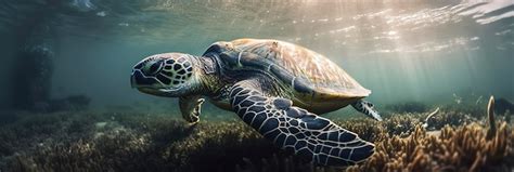 Premium AI Image Stunning Image Of A Sea Turtle Navigating The Ocean