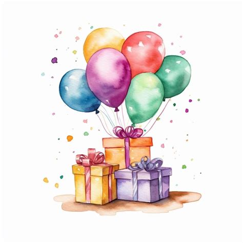 Premium Photo A Watercolor Painting Of Balloons And Balloons