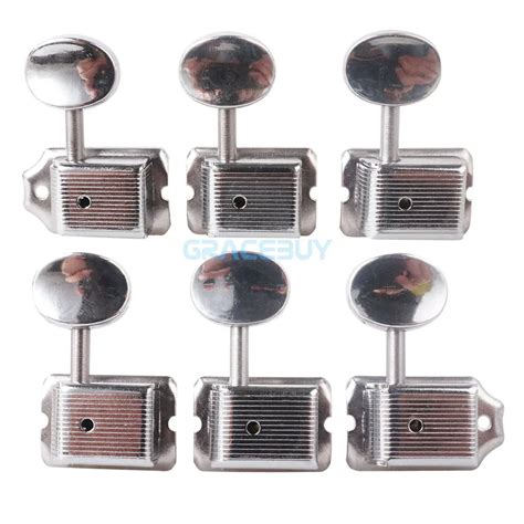 In Line Vintage Style Electric Guitar String Tuning Pegs Keys Silver