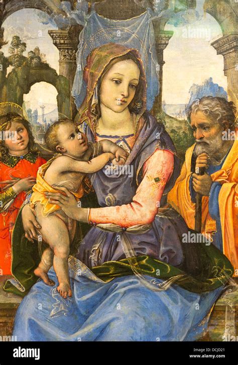 15th Century Madonna And Child With Saint Joseph And An Angel 1490