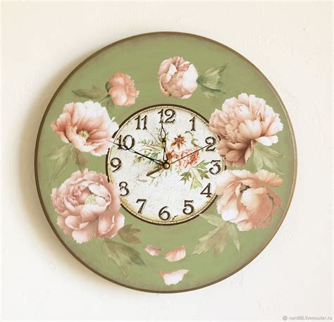 Часы настенные круглые Розовые пионы в интернет-магазине Ярмарка ...