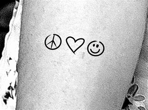 Peace Love Happiness Temporary Tattoo / Smiley Face Tattoo / | Etsy