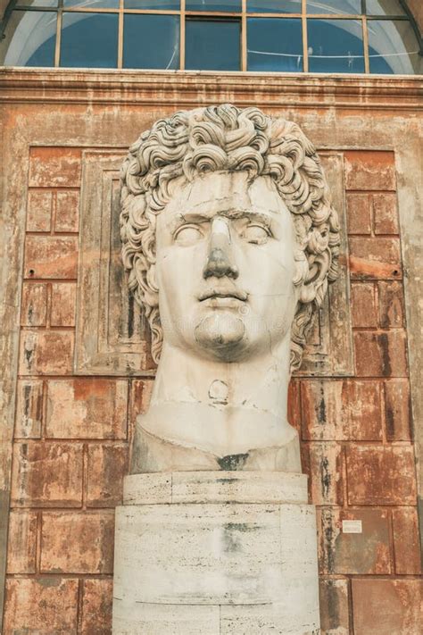 Vertical Shot Of The Colossal Portrait Of Augustus Vatican City Italy