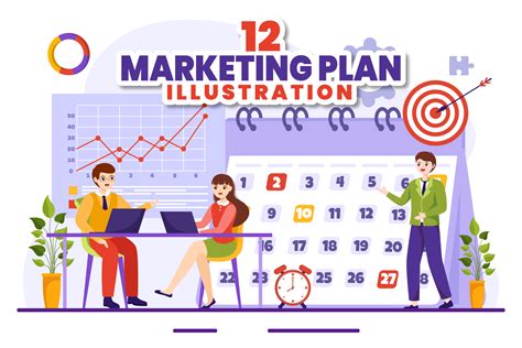 Obtén El Paquete De Plan De Marketing Illustration Con 12 Recursos