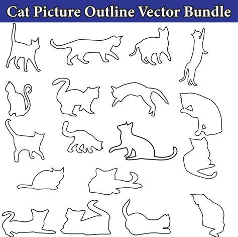 Cat Picture Outline Vector Bundle 17398628 Vector Art at Vecteezy