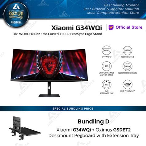 Promo Monitor Ultrawide Led Xiaomi G34wqi 34 3440x1440 Wqhd 180hz 1ms Hdmi Dp Curved 1500r