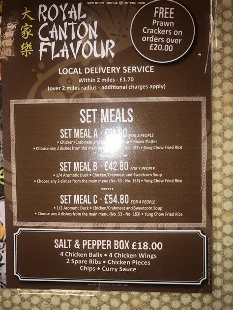 Menu At Royal Canton Flavour Restaurant Goole