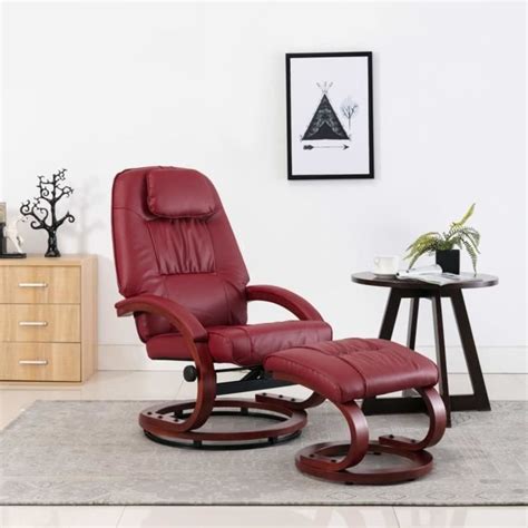 Fauteuil Inclinable Avec Repose Pied Rouge Bordeaux Similicuir