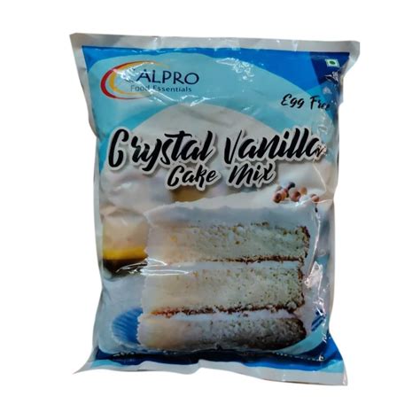 White Calpro Crystal Vanilla Eggless Cake Premix Powder Packaging