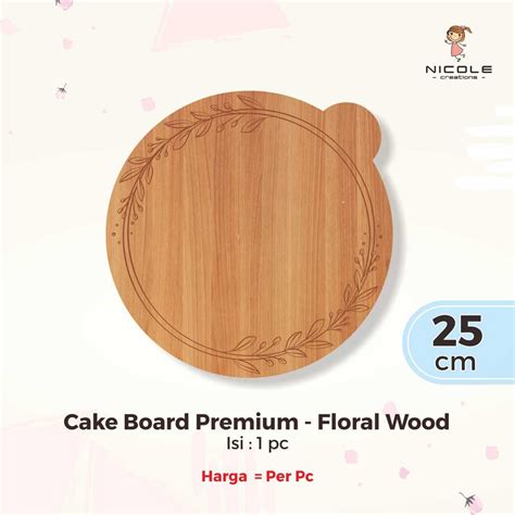 Jual Cake Board Tatakan Kue Alas Kue Bottom Cake Premium Floral Wood 25