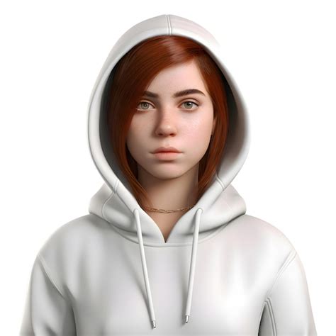 Premium Psd 3d Rendering Of A Redhead Girl In A White Hoodie