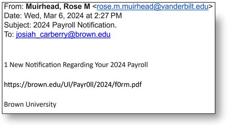 Phony Payroll Notifications From Non Brown Domains OIT Brown University