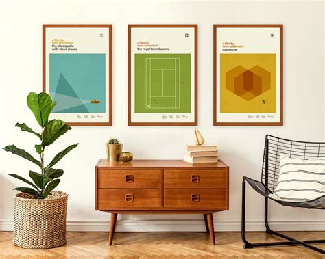 WES ANDERSON Inspired Posters, Art Print Movie Poster Series Minimalist, Graphic, Mid Century ...