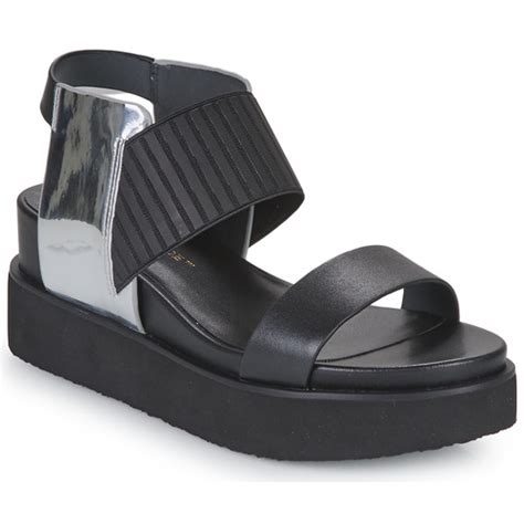 United Nude RICO SANDAL Black Silver Fast Delivery Spartoo Europe