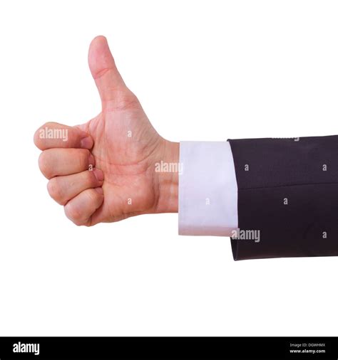 Business Man With Empty Hand Showing Thumbs Up Isolated Stock Photo