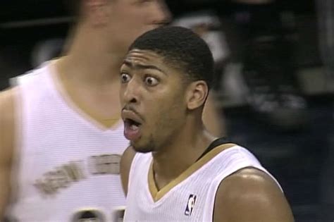 Anthony Davis raises his eyebrow, Pierre the Pelican mascot continues ...