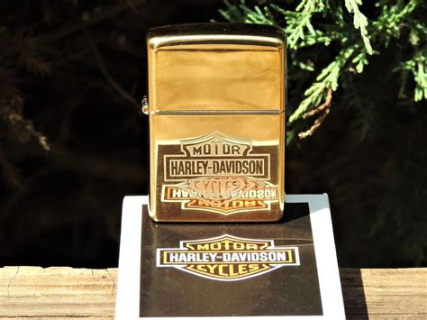 Zippo Lighter Harley Davidson Bar And Shield Brass Rare