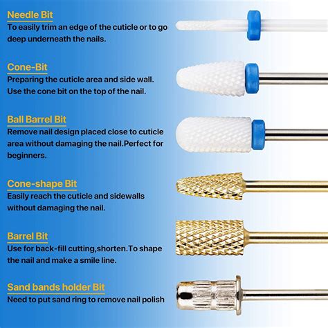 Professional Diamond Ceramic Nail Drill Bits For Acrylic Nails Pcs Set