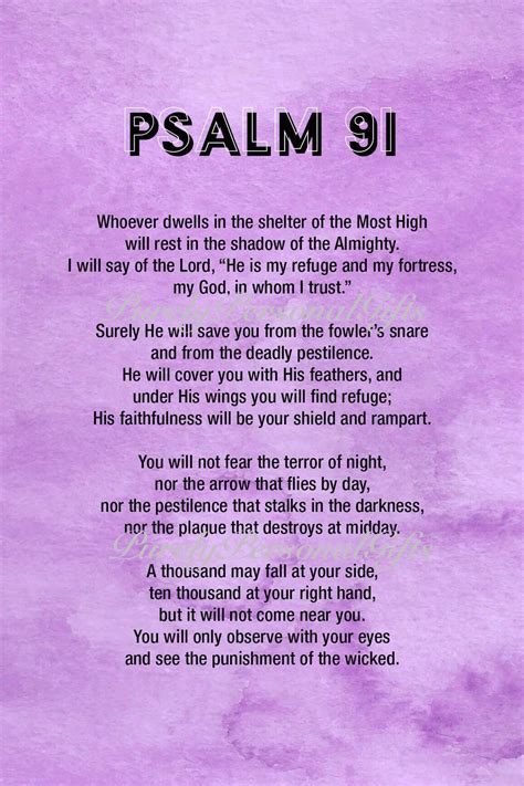 Psalm 91 Digital Download, Instant Download Psalm 91, Bible Verse Digital Download ...