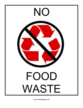 Printable Recyclables No Food Waste Sign