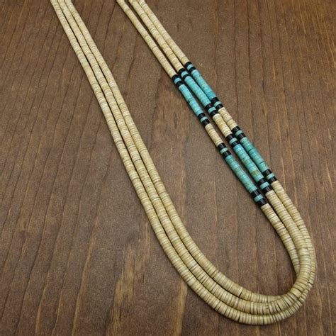 Vintage Multi Strand Southwestern Shell And Turquoise Gem