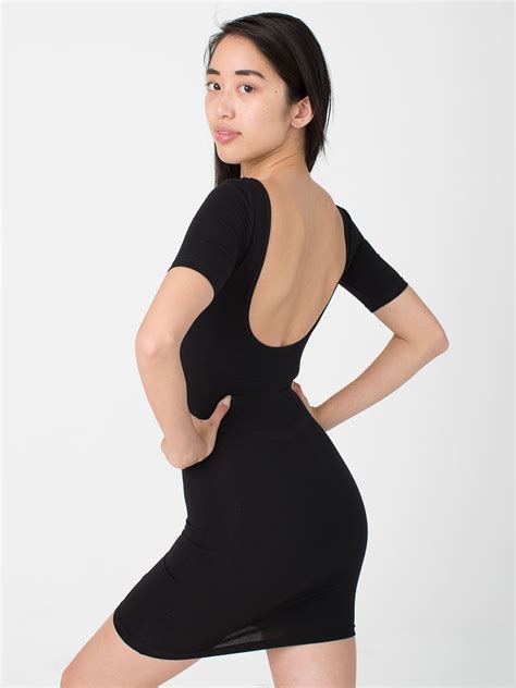 Cotton Spandex Jersey Double U Neck Dress 40 American Apparel Fashion Cotton Spandex